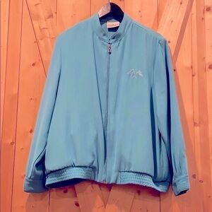 Patchington Teal Jacket Cottagecore Vintage Rally Flag Bomber Size Small
